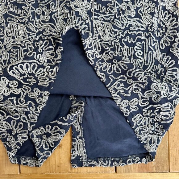 JS Collections Short Sleeve Cocktail Dress size‎ 14 NEW Navy Blue Gray Soutache - Picture 7 of 9